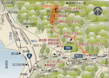 滋賀県米原市曲谷の秘境の滝「五色の滝」と伊吹山のアクセス地図.jpg