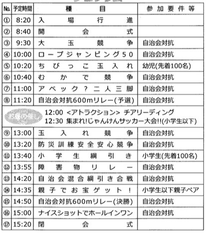 能登川運動会の日程